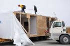 l'Arrive de la maison Desjardins au Carrefour de l'Estrie